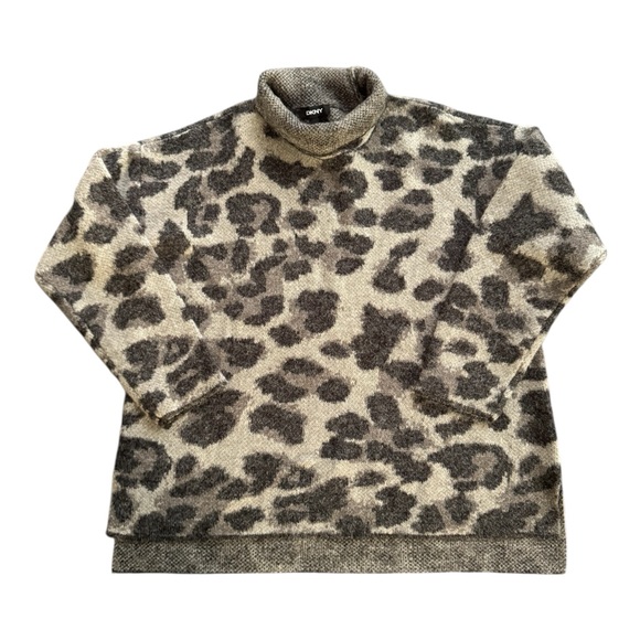 Dkny Sweaters - DKNY Animal Print Fuzzy Knit Sweater